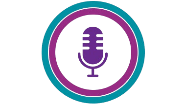 Circular microphone icon.