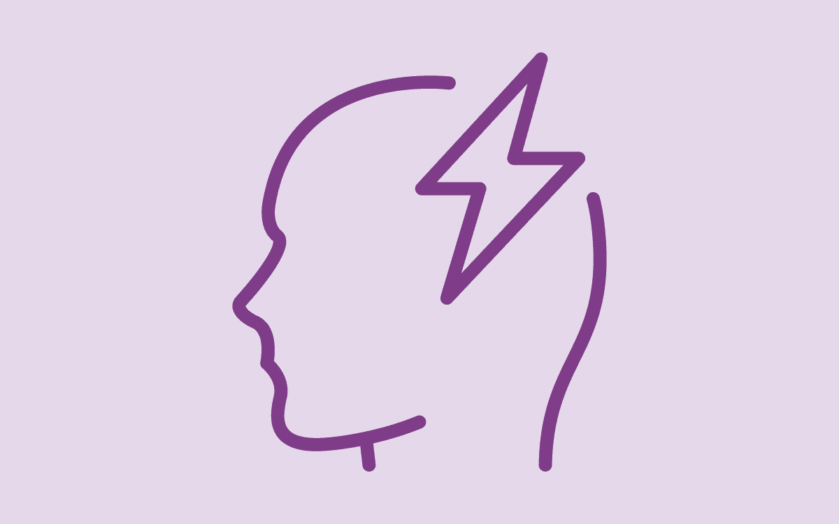 Head profile with lightning bolt icon
