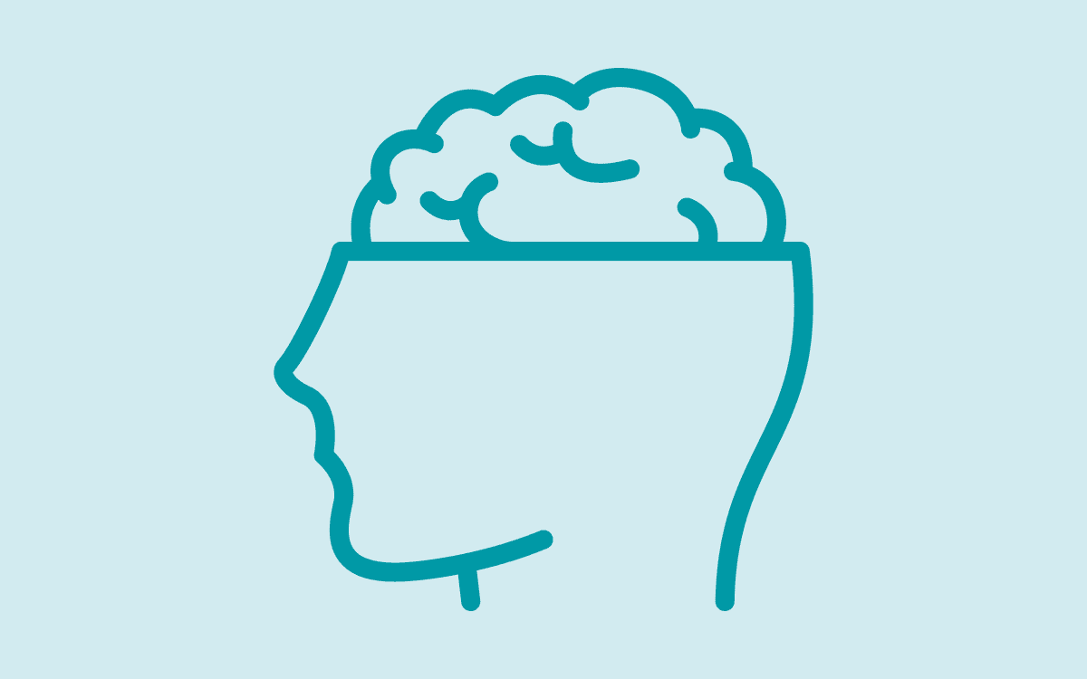 Head profile and brain icon